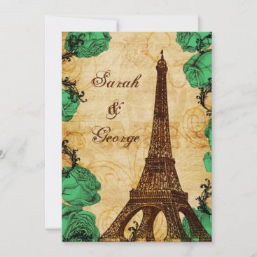 emerald green eiffel tower Paris thank you Invitation