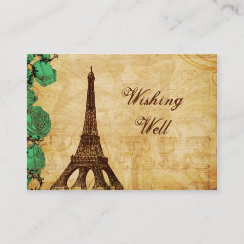 emerald green eiffel tower Paris wishing well card