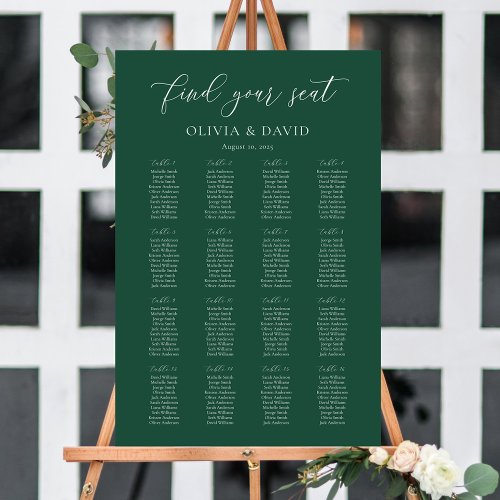 Emerald Green Elegant 16 table Seating Chart