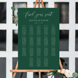 Emerald Green Elegant 18 tables Seating Chart Foam Board