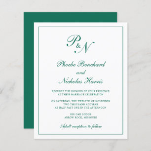 Emerald Green Elegant Budget Wedding Invitation