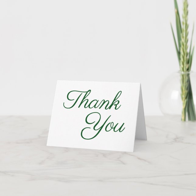 Emerald Green Elegant Calligraphy Thank You Card (Front)