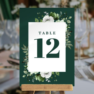Emerald Green Elegant Country Floral Table Number