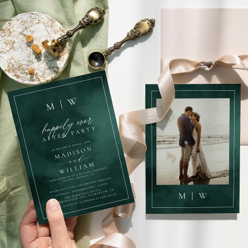 Emerald Green Elegant Elopement Wedding Invitation