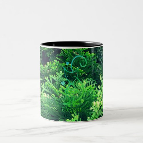 Emerald Green Elegant Feline Cat Two_Tone Coffee Mug