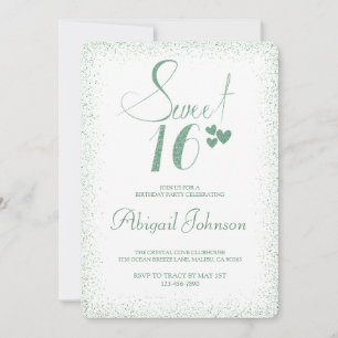 Emerald Green Elegant Girls Sweet 16 Birthday Invitation