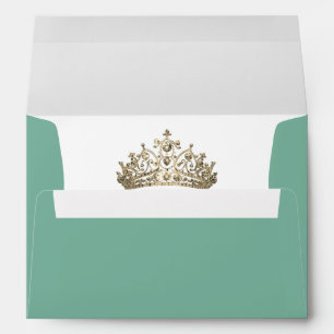 Emerald Green Elegant Gold Crown Royal Princess Envelope
