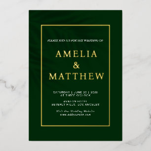 Emerald Green Elegant Minimalist Modern Wedding Foil Invitation