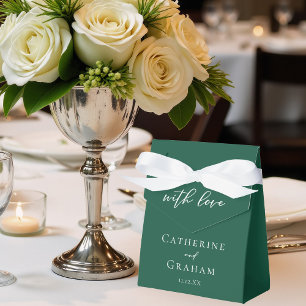 Emerald Green Elegant Minimalist Wedding Favor Boxes