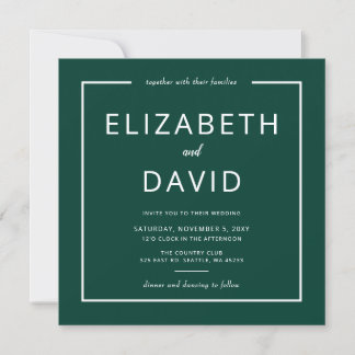 Emerald Green Elegant Modern Minimalist Wedding Invitation
