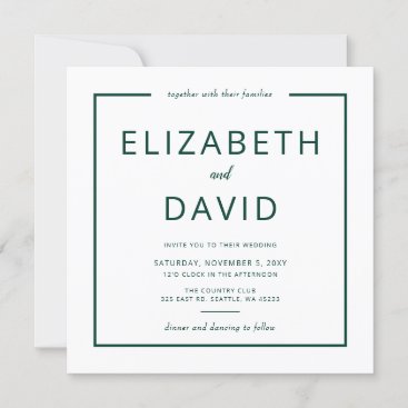 Emerald Green Elegant Modern Minimalist Wedding Invitation