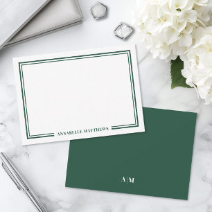 Emerald Green Elegant Monogram Note Card