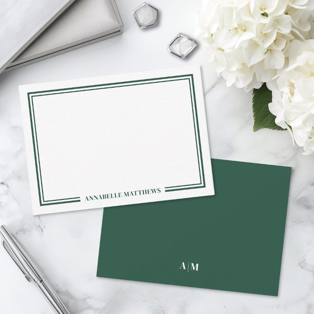 Emerald Green Elegant Monogram Note Card (Emerald Green Elegant Monogram Note Card)