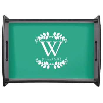 Emerald Green Elegant Monogram Serving Tray by heartlockedhome at Zazzle