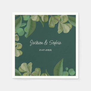 Emerald green Elegant rustic greenery leaves lush Napkins