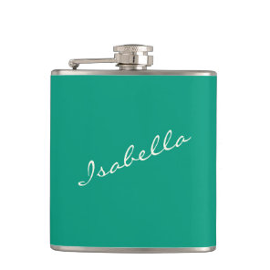 Emerald Green Elegant Script Name Wedding Party  Flask