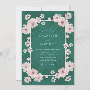 Emerald Green Elegant Spring Wedding Invitation