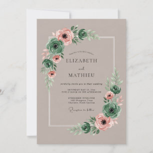 Emerald Green Elegant Succulent Wedding Invitation