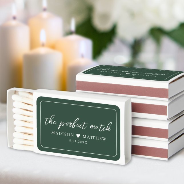 Emerald Green Elegant Wedding Matchboxes (Emerald Green Elegant Wedding Matchboxes)