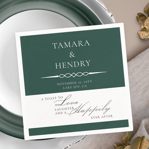 Emerald Green Elegant Wedding Toast Personalized Napkins