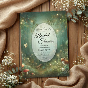 Emerald Green Enchanted Forest Bridal Shower Invitation