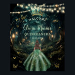 Emerald Green Enchanted Forest Quinceañera Welcome Poster<br><div class="desc">Personalize this enchanting Quinceañera / Sweet 16 birthday welcome sign easily and quickly. Simply click the Edit Using Design Tools button to further edit the text, change font styles and font colors. Featuring a girl dressed in an emerald green dress and an enchanted forest background. The butterflies, quince girl and...</div>