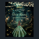 Emerald Green Enchanted Forest Quinceañera Welcome Poster<br><div class="desc">Personalize this enchanting Quinceañera / Sweet 16 birthday welcome sign easily and quickly. Simply click the Edit Using Design Tools button to further edit the text, change font styles and font colors. Featuring a girl dressed in an emerald green dress and an enchanted forest background. The butterflies, quince girl and...</div>