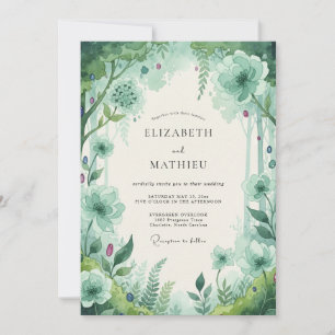 Emerald Green Enchanted Forest Wedding Invitation