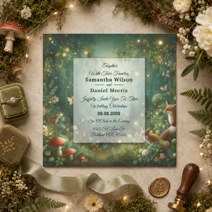 Emerald Green Enchanted Forest Wedding Invitation