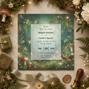 Emerald Green Enchanted Forest Wedding Invitation