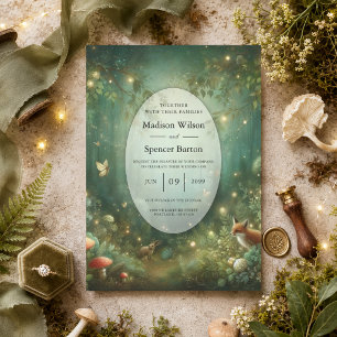 Emerald Green Enchanted Forest Wedding Invitation