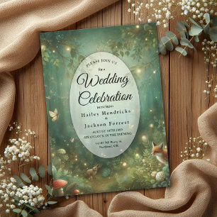 Emerald Green Enchanted Forest Wedding Invitation