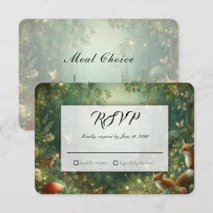 Emerald Green Enchanted Forest Wedding RSVP Card