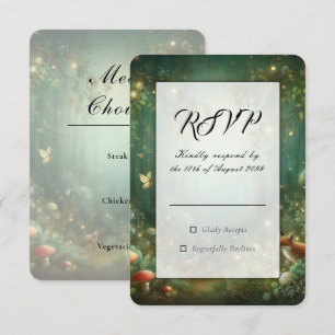 Emerald Green Enchanted Forest Wedding RSVP Card