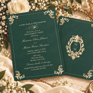 Emerald Green Engagement Party Invitation