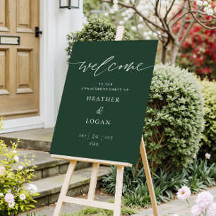 Emerald Green Engagement Party Welcome Sign