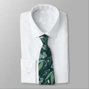 Emerald Green Eucalyptus Greenery Pattern Neck Tie
