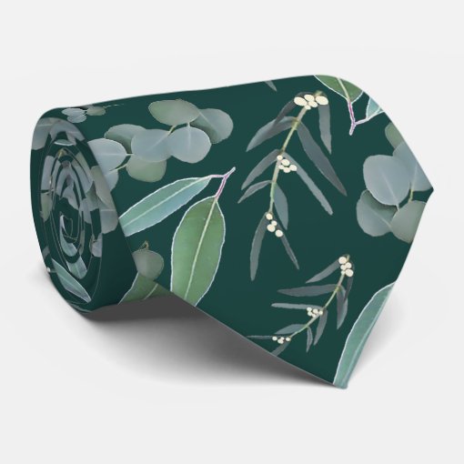 Emerald Green Eucalyptus Greenery Pattern Neck Tie Zazzle