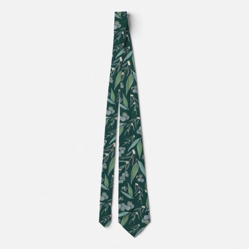 Emerald Green Eucalyptus Greenery Pattern Neck Tie | Zazzle