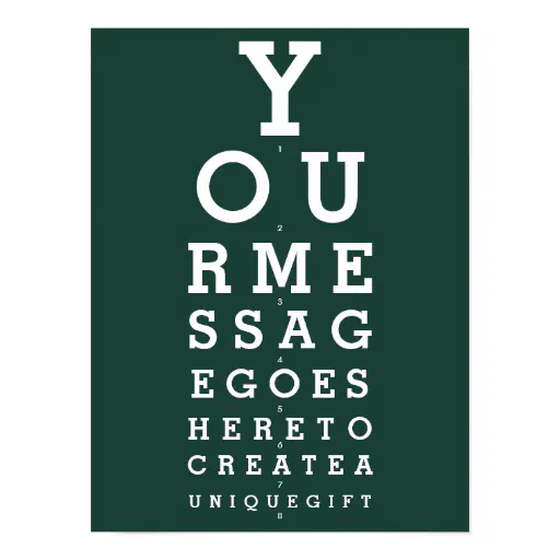 Emerald Green Eyesight Chart Custom Message