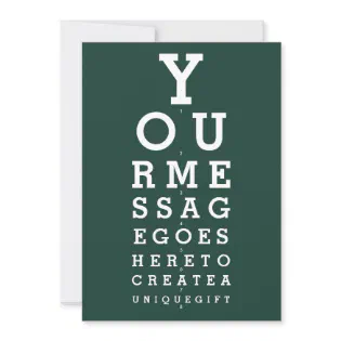 Emerald Green Eyesight Chart Custom Message Invitation