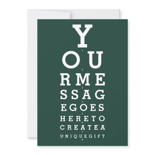 Emerald Green Eyesight Chart Custom Message Invitation