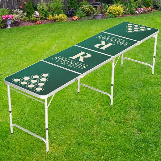 Emerald Green Family Name & Initial Beer Pong Table (Creator Uploaded)