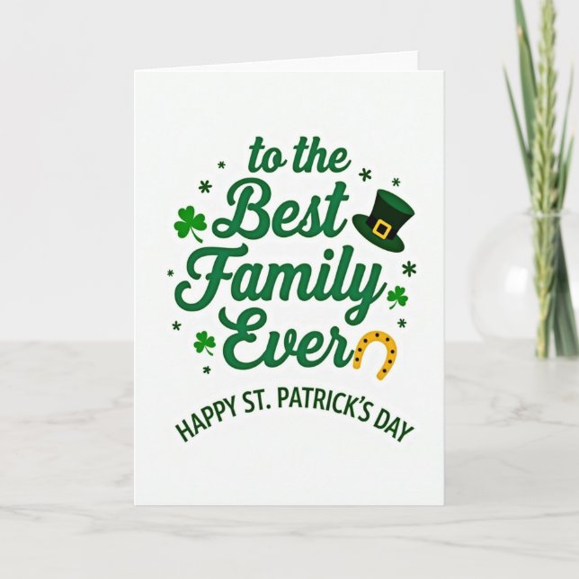 Emerald Green Family St Patricks Card (Front)
