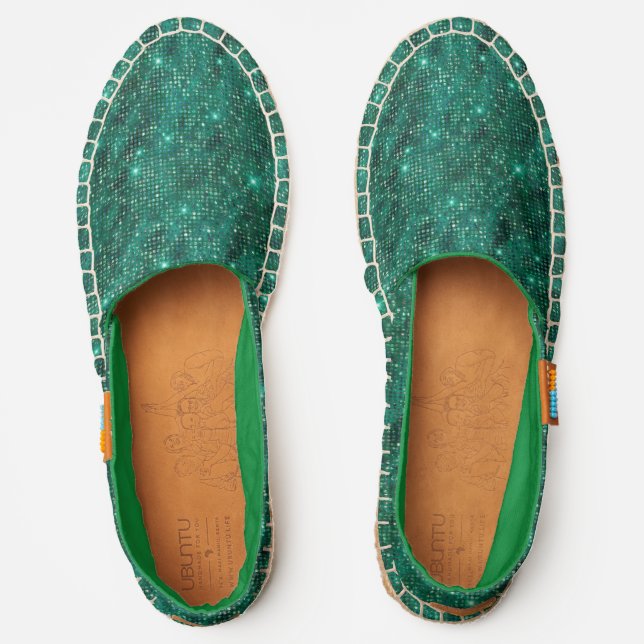 Emerald Green Faux Glitter  Espadrilles (Front)