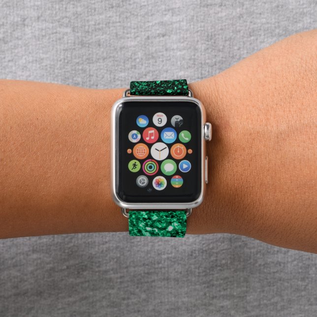 Emerald Green faux glitter sparkles Apple Watch Band (In Situ)
