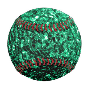 Emerald green faux glitter sparkles bling baseball