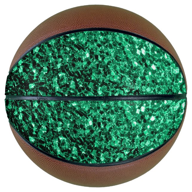Emerald green faux glitter sparkles bling basketball (Front)