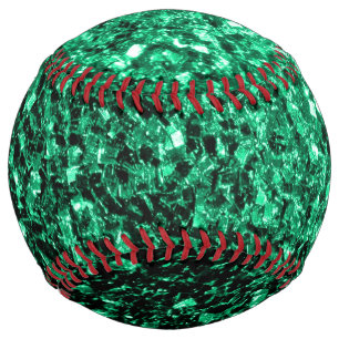 Emerald green faux glitter sparkles bling softball