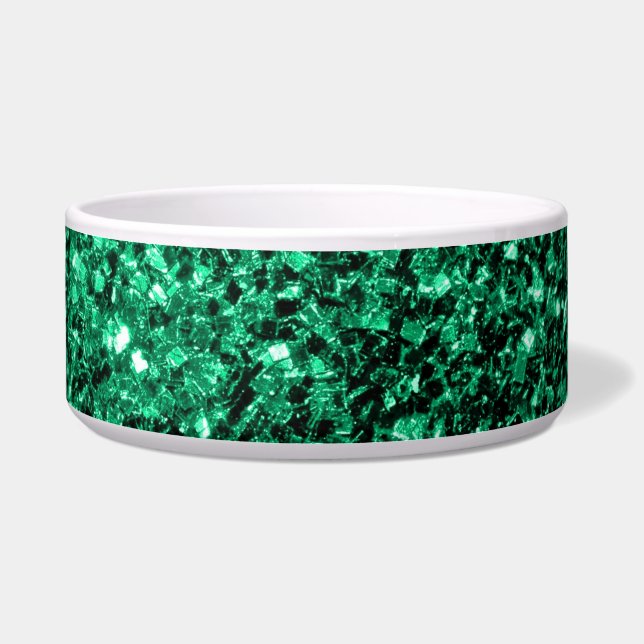Emerald Green faux glitter sparkles Bowl (Front)